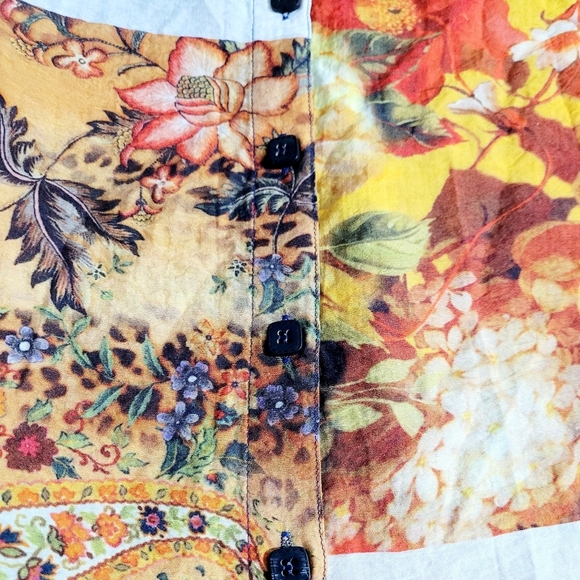 JOHN MARK Woman's Wearable Art Patchwork Colorful Blouse Tunic Boho Size Small - Picture 6 of 14